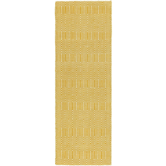 Sloan Modern Duo-Tone Geometric Diamond Hand-Woven Soft-Touch Durable Textured Wool & Cotton Blend Flatweave Mustard/Cream Runner-Asiatic Carpets-Rug Love - The Most Loved Rug Store