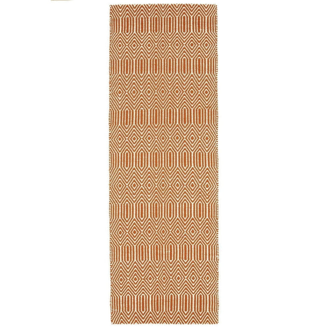 Sloan Modern Duo-Tone Geometric Diamond Hand-Woven Soft-Touch Durable Textured Wool & Cotton Blend Flatweave Orange/Cream Rug-Asiatic Carpets-Rug Love - The Most Loved Rug Store