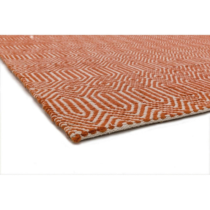 Sloan Modern Duo-Tone Geometric Diamond Hand-Woven Soft-Touch Durable Textured Wool & Cotton Blend Flatweave Orange/Cream Rug-Asiatic Carpets-Rug Love - The Most Loved Rug Store