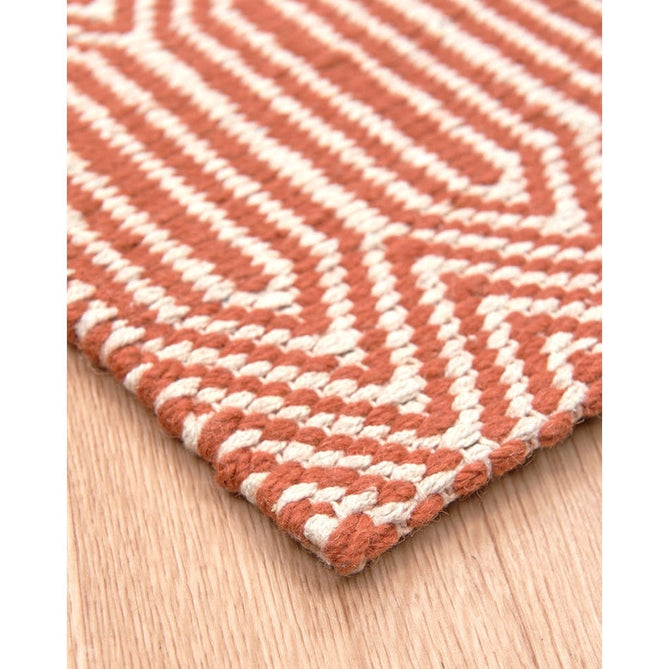 Sloan Modern Duo-Tone Geometric Diamond Hand-Woven Soft-Touch Durable Textured Wool & Cotton Blend Flatweave Orange/Cream Rug-Asiatic Carpets-Rug Love - The Most Loved Rug Store