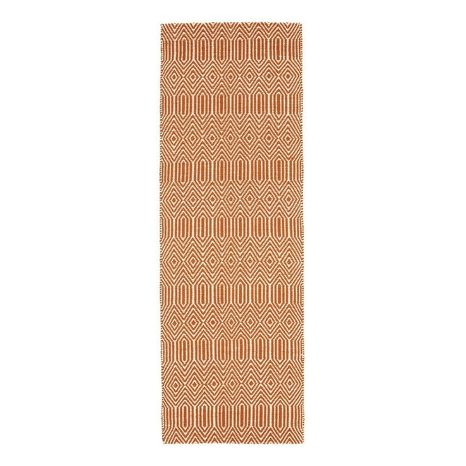 Sloan Modern Duo-Tone Geometric Diamond Hand-Woven Soft-Touch Durable Textured Wool & Cotton Blend Flatweave Orange/Cream Rug-Asiatic Carpets-Rug Love - The Most Loved Rug Store