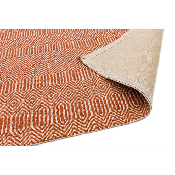 Sloan Modern Duo-Tone Geometric Diamond Hand-Woven Soft-Touch Durable Textured Wool & Cotton Blend Flatweave Orange/Cream Rug-Asiatic Carpets-Rug Love - The Most Loved Rug Store