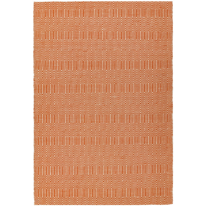 Sloan Modern Duo-Tone Geometric Diamond Hand-Woven Soft-Touch Durable Textured Wool & Cotton Blend Flatweave Orange/Cream Rug-Asiatic Carpets-Rug Love - The Most Loved Rug Store