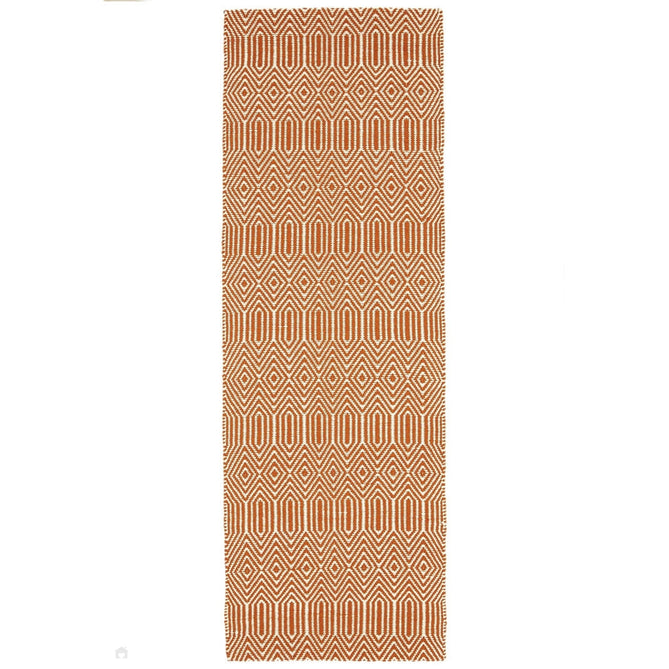 Sloan Modern Duo-Tone Geometric Diamond Hand-Woven Soft-Touch Durable Textured Wool & Cotton Blend Flatweave Orange/Cream Rug-Asiatic Carpets-Rug Love - The Most Loved Rug Store