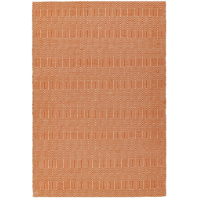 Sloan Modern Duo-Tone Geometric Diamond Hand-Woven Soft-Touch Durable Textured Wool & Cotton Blend Flatweave Orange/Cream Rug-Asiatic Carpets-Rug Love - The Most Loved Rug Store