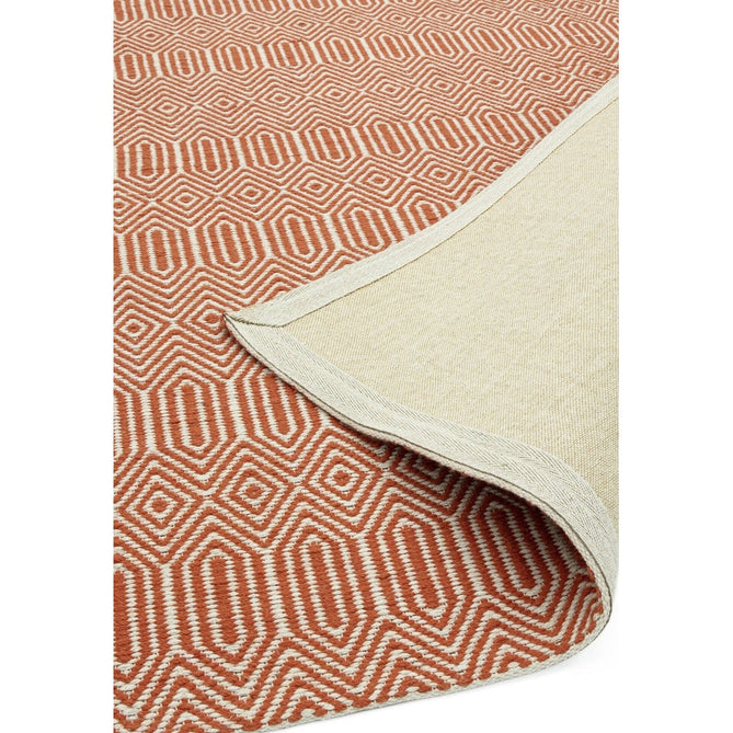 Sloan Modern Duo-Tone Geometric Diamond Hand-Woven Soft-Touch Durable Textured Wool & Cotton Blend Flatweave Orange/Cream Runner-Asiatic Carpets-Rug Love - The Most Loved Rug Store