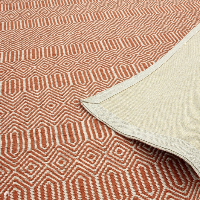 Sloan Modern Duo-Tone Geometric Diamond Hand-Woven Soft-Touch Durable Textured Wool & Cotton Blend Flatweave Orange/Cream Runner-Asiatic Carpets-Rug Love - The Most Loved Rug Store