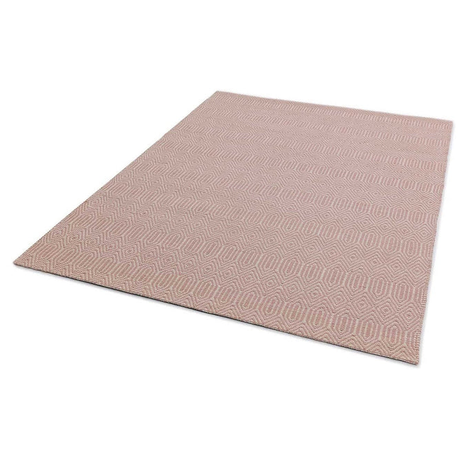 Sloan Modern Duo-Tone Geometric Diamond Hand-Woven Soft-Touch Durable Textured Wool & Cotton Blend Flatweave Pink/Cream Rug-Asiatic Carpets-Rug Love - The Most Loved Rug Store