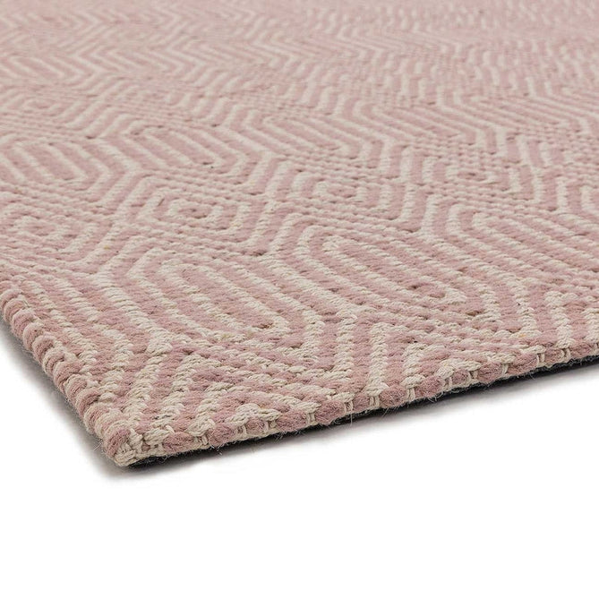 Sloan Modern Duo-Tone Geometric Diamond Hand-Woven Soft-Touch Durable Textured Wool & Cotton Blend Flatweave Pink/Cream Rug-Asiatic Carpets-Rug Love - The Most Loved Rug Store