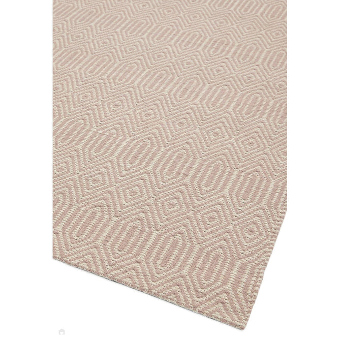 Sloan Modern Duo-Tone Geometric Diamond Hand-Woven Soft-Touch Durable Textured Wool & Cotton Blend Flatweave Pink/Cream Rug-Asiatic Carpets-Rug Love - The Most Loved Rug Store