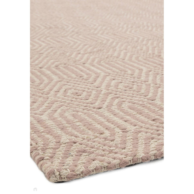 Sloan Modern Duo-Tone Geometric Diamond Hand-Woven Soft-Touch Durable Textured Wool & Cotton Blend Flatweave Pink/Cream Rug-Asiatic Carpets-Rug Love - The Most Loved Rug Store
