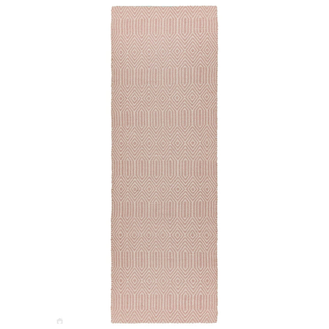 Sloan Modern Duo-Tone Geometric Diamond Hand-Woven Soft-Touch Durable Textured Wool & Cotton Blend Flatweave Pink/Cream Rug-Asiatic Carpets-Rug Love - The Most Loved Rug Store