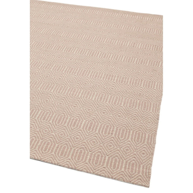 Sloan Modern Duo-Tone Geometric Diamond Hand-Woven Soft-Touch Durable Textured Wool & Cotton Blend Flatweave Pink/Cream Rug-Asiatic Carpets-Rug Love - The Most Loved Rug Store