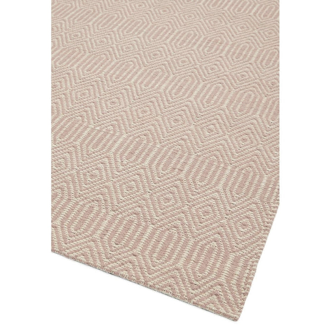 Sloan Modern Duo-Tone Geometric Diamond Hand-Woven Soft-Touch Durable Textured Wool & Cotton Blend Flatweave Pink/Cream Rug-Asiatic Carpets-Rug Love - The Most Loved Rug Store