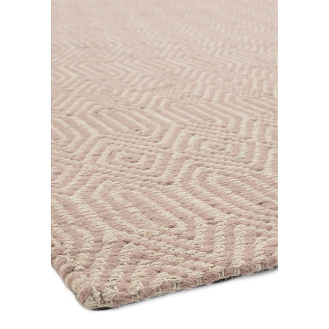 Sloan Modern Duo-Tone Geometric Diamond Hand-Woven Soft-Touch Durable Textured Wool & Cotton Blend Flatweave Pink/Cream Rug-Asiatic Carpets-Rug Love - The Most Loved Rug Store