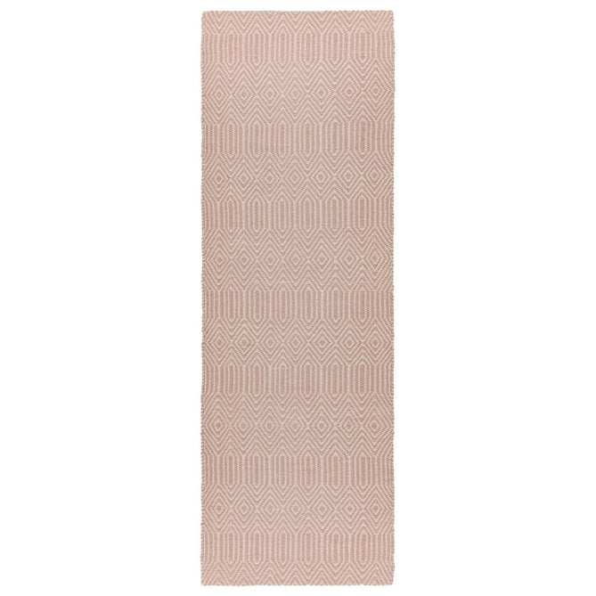 Sloan Modern Duo-Tone Geometric Diamond Hand-Woven Soft-Touch Durable Textured Wool & Cotton Blend Flatweave Pink/Cream Rug-Asiatic Carpets-Rug Love - The Most Loved Rug Store