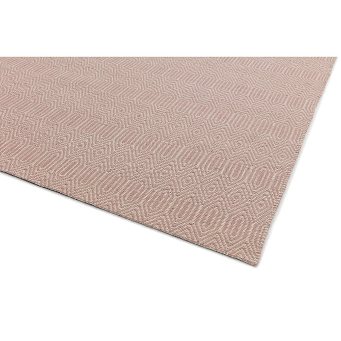 Sloan Modern Duo-Tone Geometric Diamond Hand-Woven Soft-Touch Durable Textured Wool & Cotton Blend Flatweave Pink/Cream Rug-Asiatic Carpets-Rug Love - The Most Loved Rug Store