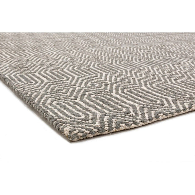 Sloan Modern Duo-Tone Geometric Diamond Hand-Woven Soft-Touch Durable Textured Wool & Cotton Blend Flatweave Silver Grey/Cream Rug-Asiatic Carpets-Rug Love - The Most Loved Rug Store