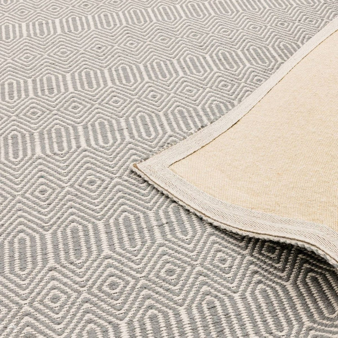 Sloan Modern Duo-Tone Geometric Diamond Hand-Woven Soft-Touch Durable Textured Wool & Cotton Blend Flatweave Silver Grey/Cream Rug-Asiatic Carpets-Rug Love - The Most Loved Rug Store