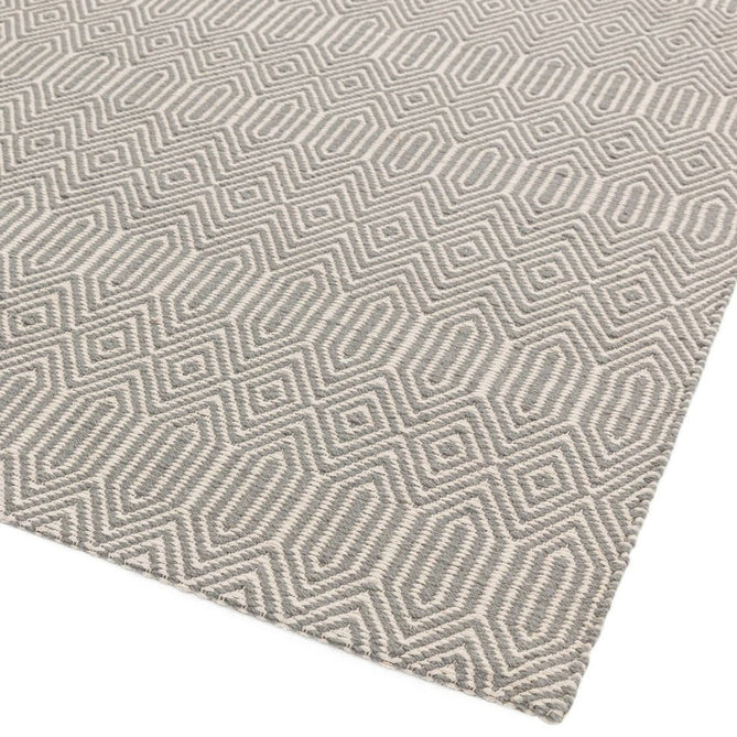 Sloan Modern Duo-Tone Geometric Diamond Hand-Woven Soft-Touch Durable Textured Wool & Cotton Blend Flatweave Silver Grey/Cream Rug-Asiatic Carpets-Rug Love - The Most Loved Rug Store