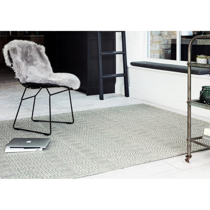 Sloan Modern Duo-Tone Geometric Diamond Hand-Woven Soft-Touch Durable Textured Wool & Cotton Blend Flatweave Silver Grey/Cream Rug-Asiatic Carpets-Rug Love - The Most Loved Rug Store