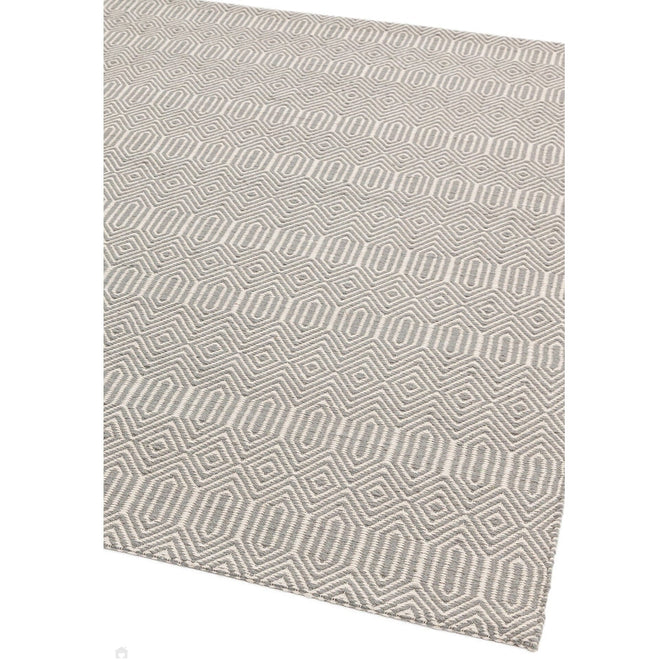 Sloan Modern Duo-Tone Geometric Diamond Hand-Woven Soft-Touch Durable Textured Wool & Cotton Blend Flatweave Silver Grey/Cream Rug-Asiatic Carpets-Rug Love - The Most Loved Rug Store