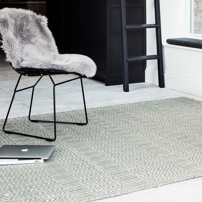 Sloan Modern Duo-Tone Geometric Diamond Hand-Woven Soft-Touch Durable Textured Wool & Cotton Blend Flatweave Silver Grey/Cream Rug-Asiatic Carpets-Rug Love - The Most Loved Rug Store