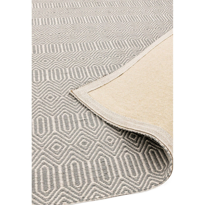 Sloan Modern Duo-Tone Geometric Diamond Hand-Woven Soft-Touch Durable Textured Wool & Cotton Blend Flatweave Silver Grey/Cream Rug-Asiatic Carpets-Rug Love - The Most Loved Rug Store