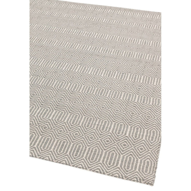 Sloan Modern Duo-Tone Geometric Diamond Hand-Woven Soft-Touch Durable Textured Wool & Cotton Blend Flatweave Silver Grey/Cream Rug-Asiatic Carpets-Rug Love - The Most Loved Rug Store