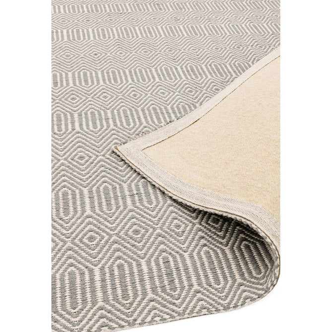 Sloan Modern Duo-Tone Geometric Diamond Hand-Woven Soft-Touch Durable Textured Wool & Cotton Blend Flatweave Silver Grey/Cream Rug-Asiatic Carpets-Rug Love - The Most Loved Rug Store