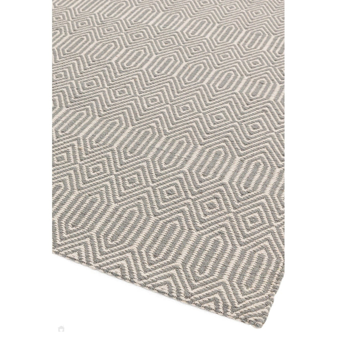 Sloan Modern Duo-Tone Geometric Diamond Hand-Woven Soft-Touch Durable Textured Wool & Cotton Blend Flatweave Silver Grey/Cream Runner-Asiatic Carpets-Rug Love - The Most Loved Rug Store