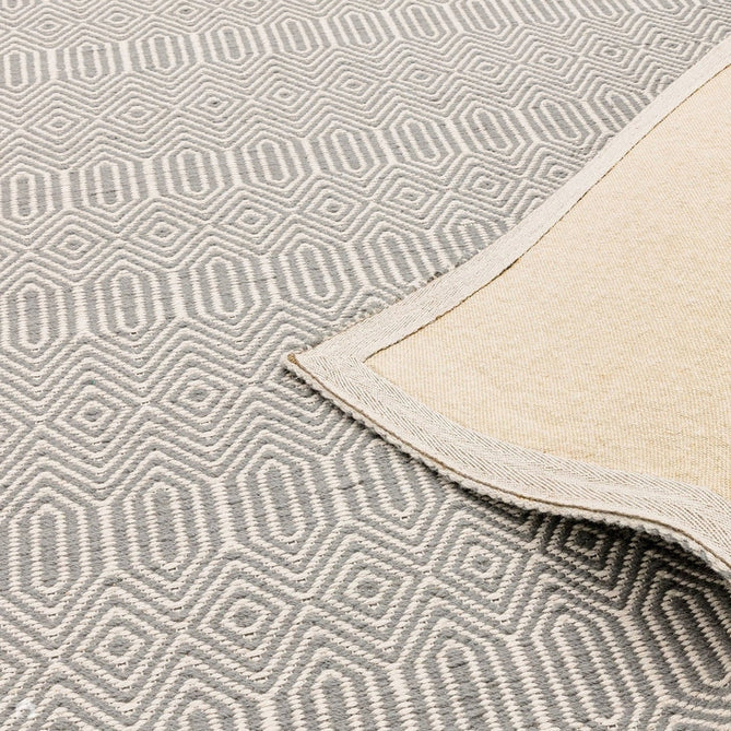 Sloan Modern Duo-Tone Geometric Diamond Hand-Woven Soft-Touch Durable Textured Wool & Cotton Blend Flatweave Silver Grey/Cream Runner-Asiatic Carpets-Rug Love - The Most Loved Rug Store