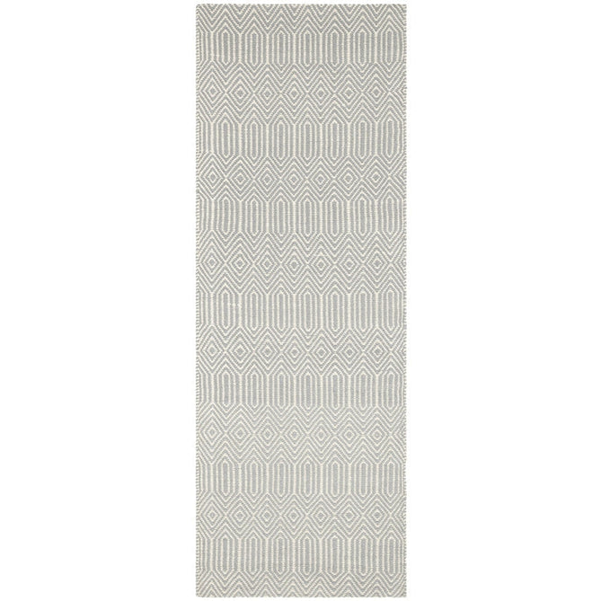 Sloan Modern Duo-Tone Geometric Diamond Hand-Woven Soft-Touch Durable Textured Wool & Cotton Blend Flatweave Silver Grey/Cream Runner-Asiatic Carpets-Rug Love - The Most Loved Rug Store