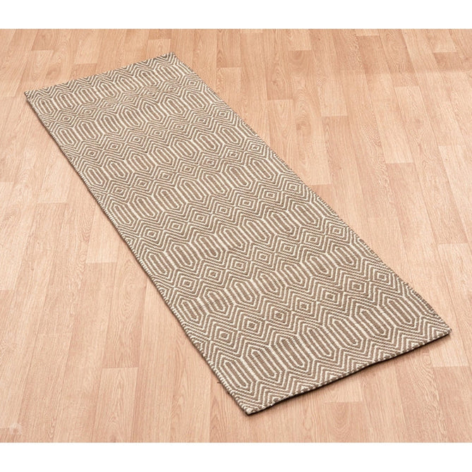 Sloan Modern Duo-Tone Geometric Diamond Hand-Woven Soft-Touch Durable Textured Wool & Cotton Blend Flatweave Taupe/Cream Rug-Asiatic Carpets-Rug Love - The Most Loved Rug Store