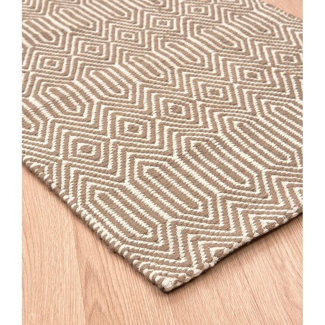 Sloan Modern Duo-Tone Geometric Diamond Hand-Woven Soft-Touch Durable Textured Wool & Cotton Blend Flatweave Taupe/Cream Rug-Asiatic Carpets-Rug Love - The Most Loved Rug Store