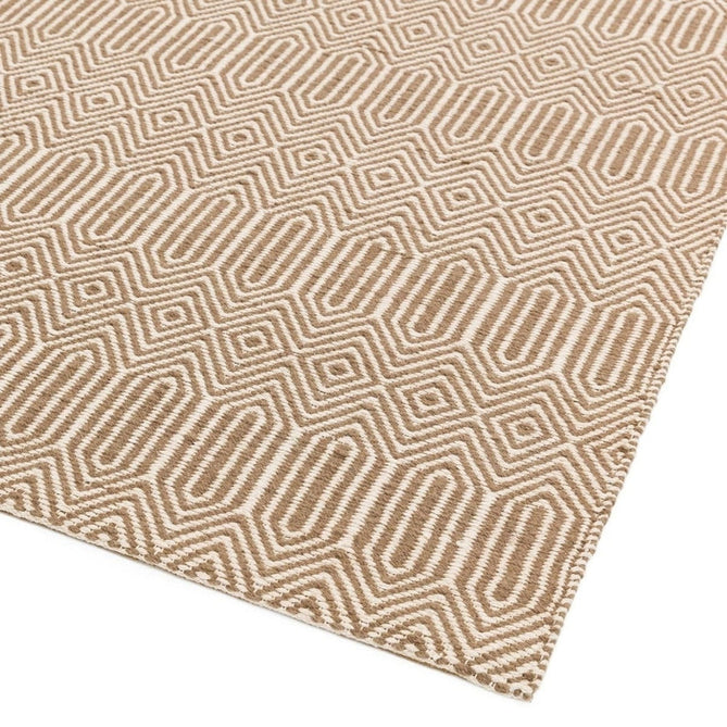 Sloan Modern Duo-Tone Geometric Diamond Hand-Woven Soft-Touch Durable Textured Wool & Cotton Blend Flatweave Taupe/Cream Rug-Asiatic Carpets-Rug Love - The Most Loved Rug Store