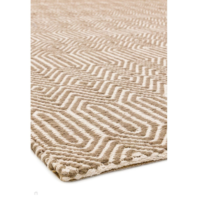 Sloan Modern Duo-Tone Geometric Diamond Hand-Woven Soft-Touch Durable Textured Wool & Cotton Blend Flatweave Taupe/Cream Runner-Asiatic Carpets-Rug Love - The Most Loved Rug Store