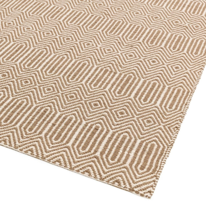 Sloan Modern Duo-Tone Geometric Diamond Hand-Woven Soft-Touch Durable Textured Wool & Cotton Blend Flatweave Taupe/Cream Runner-Asiatic Carpets-Rug Love - The Most Loved Rug Store