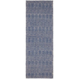 Sloan Modern Geometric Hand-Woven Wool&Cotton Soft-Touch Durable Textured Flatweave Blue Runner