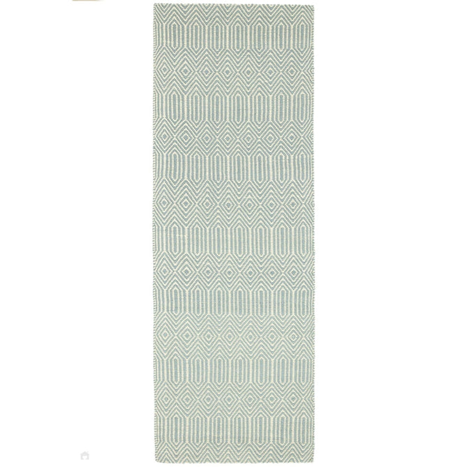 Sloan Modern Geometric Hand-Woven Wool&Cotton Soft-Touch Durable Textured Flatweave Duck Egg Runner-Asiatic Carpets-Rug Love - The Most Loved Rug Store