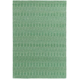 Sloan Modern Geometric Hand-Woven Wool&Cotton Soft-Touch Durable Textured Flatweave Green Rug
