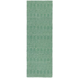 Sloan Modern Geometric Hand-Woven Wool&Cotton Soft-Touch Durable Textured Flatweave Green Runner