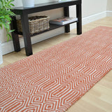 Sloan Modern Geometric Hand-Woven Wool&Cotton Soft-Touch Durable Textured Flatweave Orange Runner