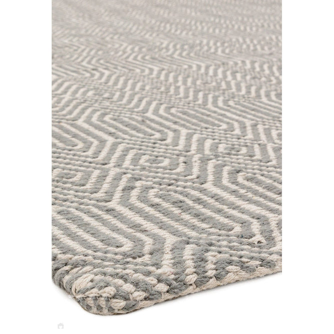 Sloan Modern Geometric Hand-Woven Wool&Cotton Soft-Touch Durable Textured Flatweave Silver Rug-Asiatic Carpets-Rug Love - The Most Loved Rug Store