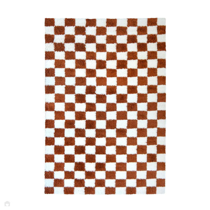 Snug Checks Burnt Orange/Copper Brown/White Rug 160 x 230 cm