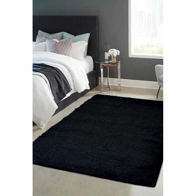 Snug Plain Black Runner-Melrose-Rug Love - The Most Loved Rug Store