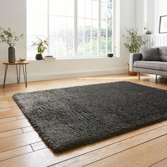 Solace 0961 Soft Plush Recycled Polyester Plain Shaggy Charcoal Grey Rug-Think Rugs-Rug Love - The Most Loved Rug Store