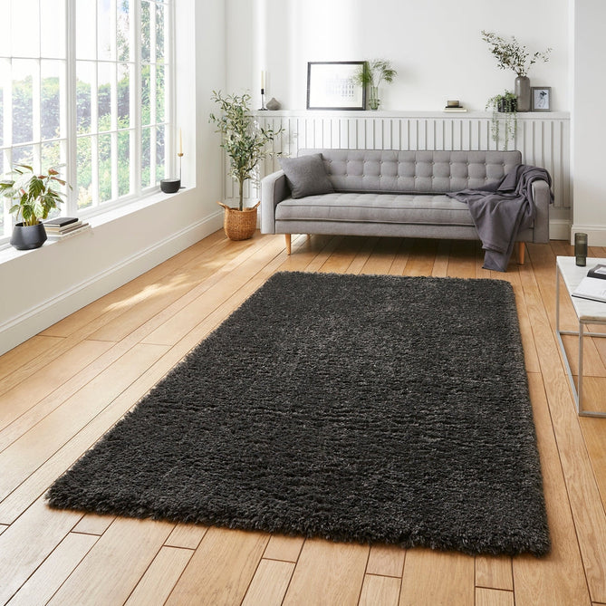 Solace 0961 Soft Plush Recycled Polyester Plain Shaggy Charcoal Grey Rug-Think Rugs-Rug Love - The Most Loved Rug Store