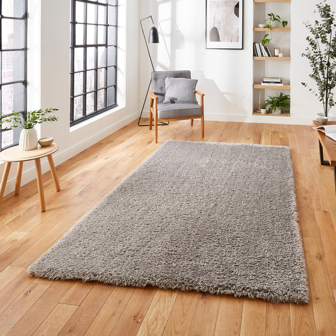 Solace 0961 Soft Plush Recycled Polyester Plain Shaggy Grey Rug-Think Rugs-Rug Love - The Most Loved Rug Store