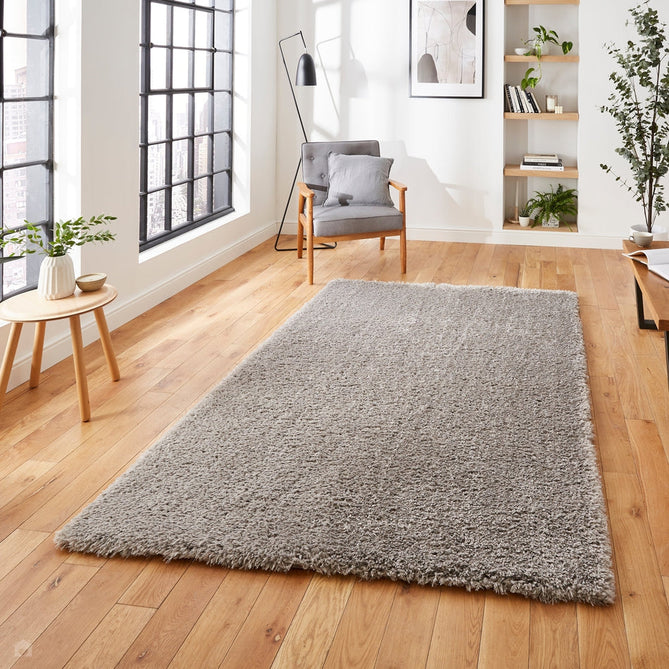 Solace 0961 Soft Plush Recycled Polyester Plain Shaggy Grey Rug-Think Rugs-Rug Love - The Most Loved Rug Store